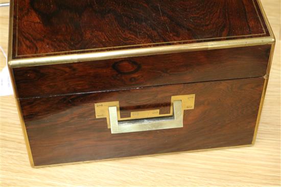 A Victorian rosewood toilet box length 34.5cm